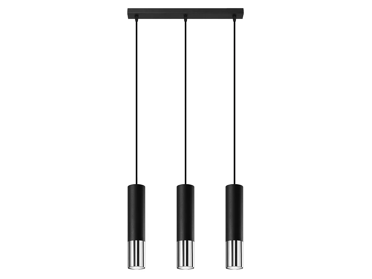 Hanglampen Zarpex modern van  - 3 lichtbronnen 4000K - L.45 x H.90 cm - zwart/chroom