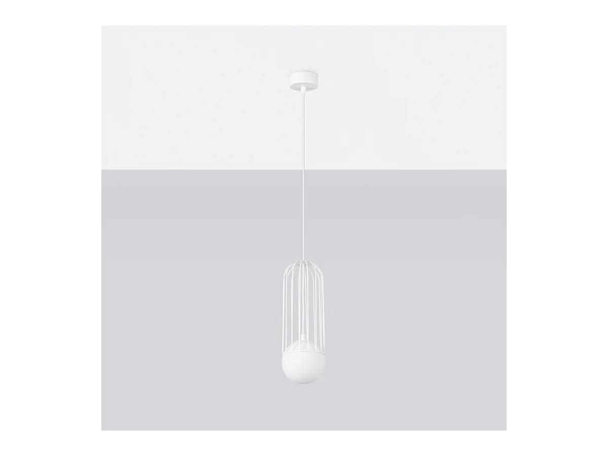Lampade a sospensione Zynex moderno di acciaio - 1 sorgenti luminose 3000K - L.12 x A.115 cm - bianco