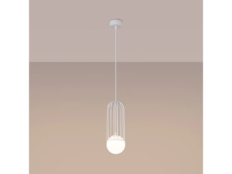 Lampes suspendues Zynex moderne en acier - 1 sources lumineuses 3000K - L.12 x H.115 cm - blanc