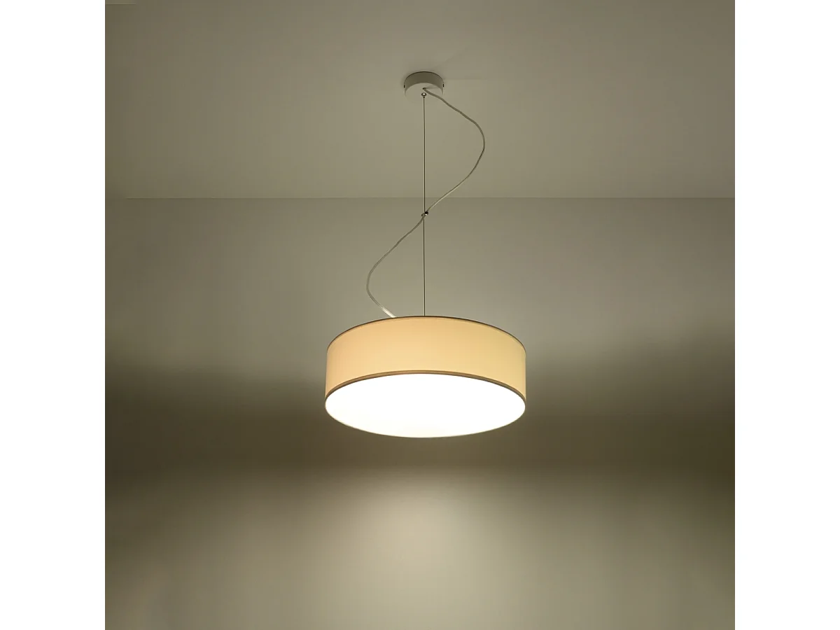 Lampes suspendues Cercle minimaliste en PVC - 2 sources lumineuses 3000K - L.35 x H.111 cm - blanc