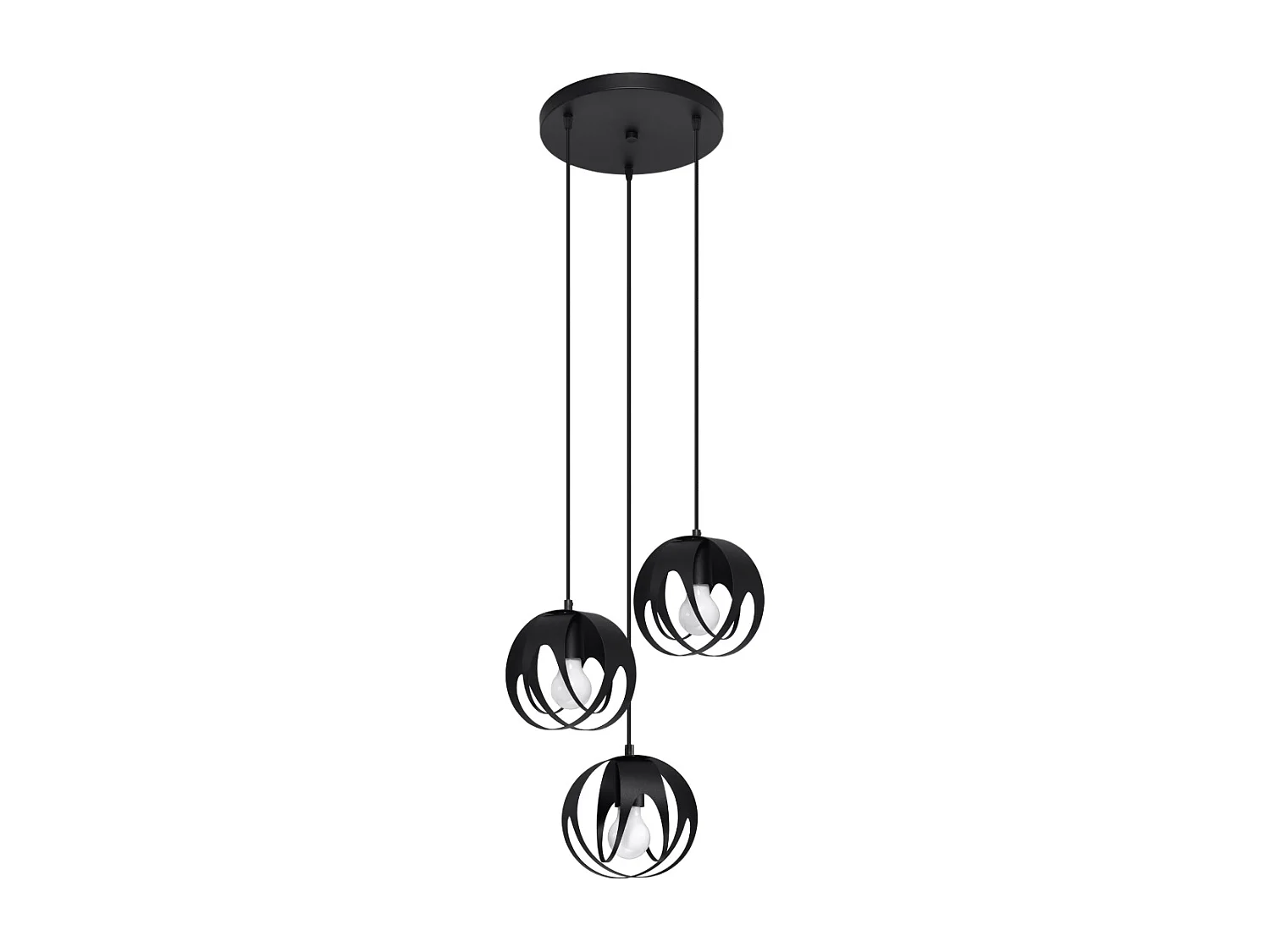 Lampes suspendues Brive moderne en acier - 3 sources lumineuses 4000K - L.30 x H.117 cm - noir