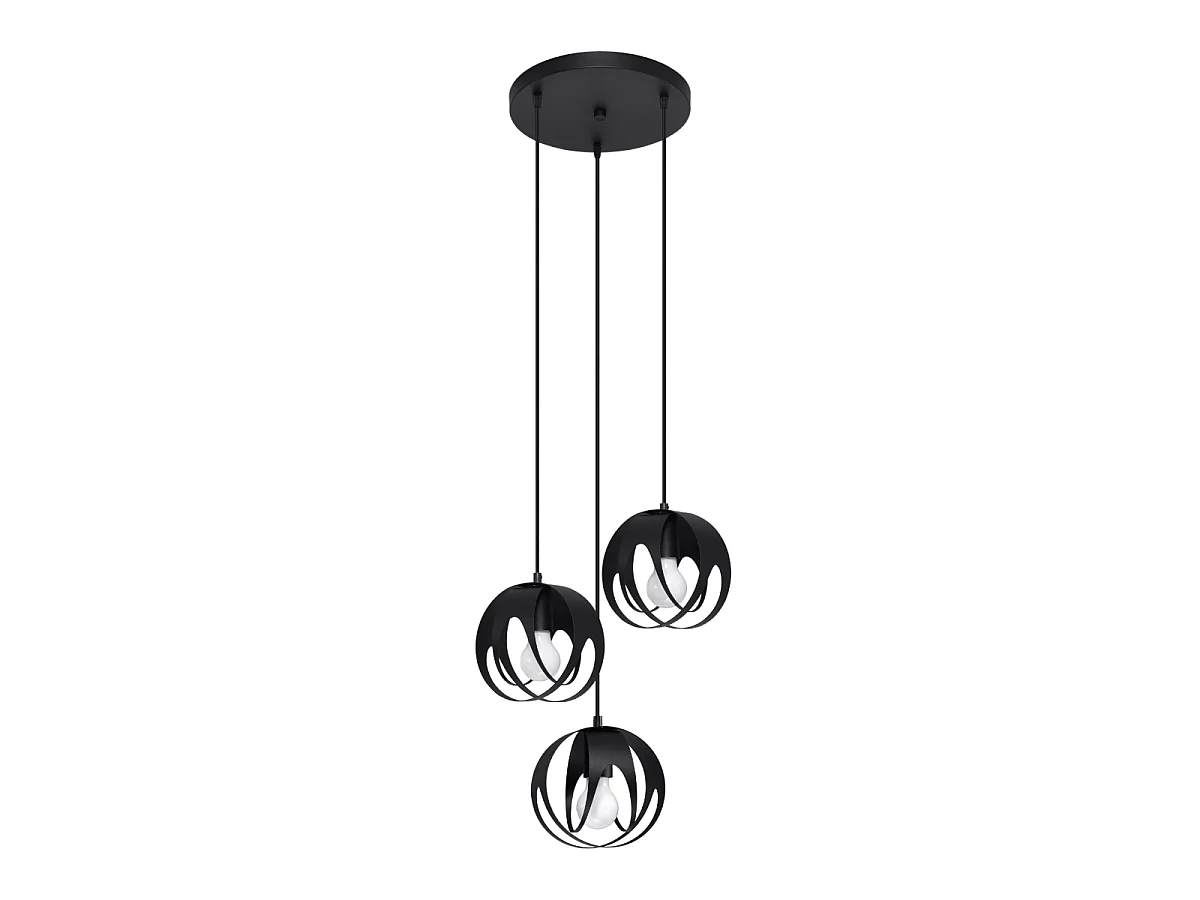 Lámparas colgantes Brive moderno de acero - 3 fuentes luminosas 4000K - L.30 x A.117 cm - negro
