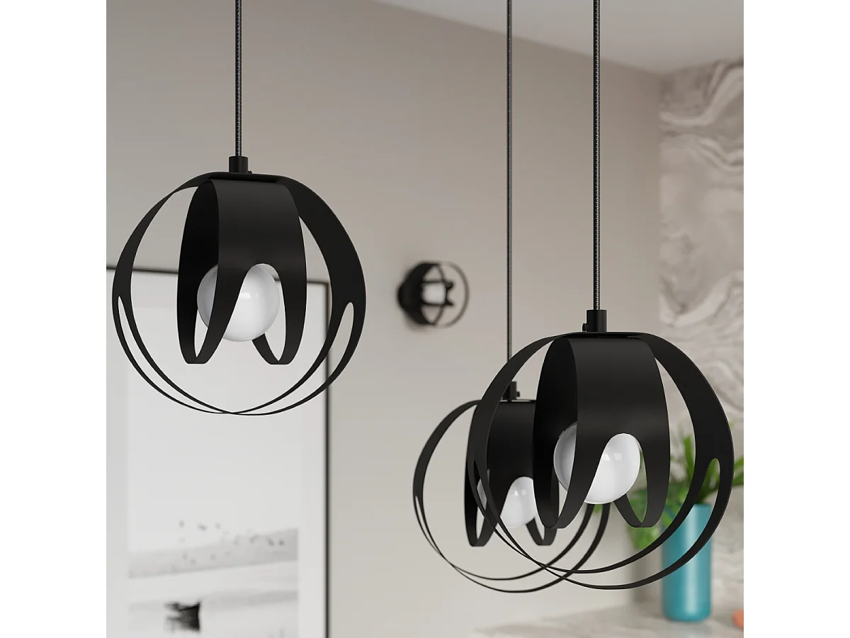 Lámparas colgantes Brive moderno de acero - 3 fuentes luminosas 4000K - L.30 x A.117 cm - negro