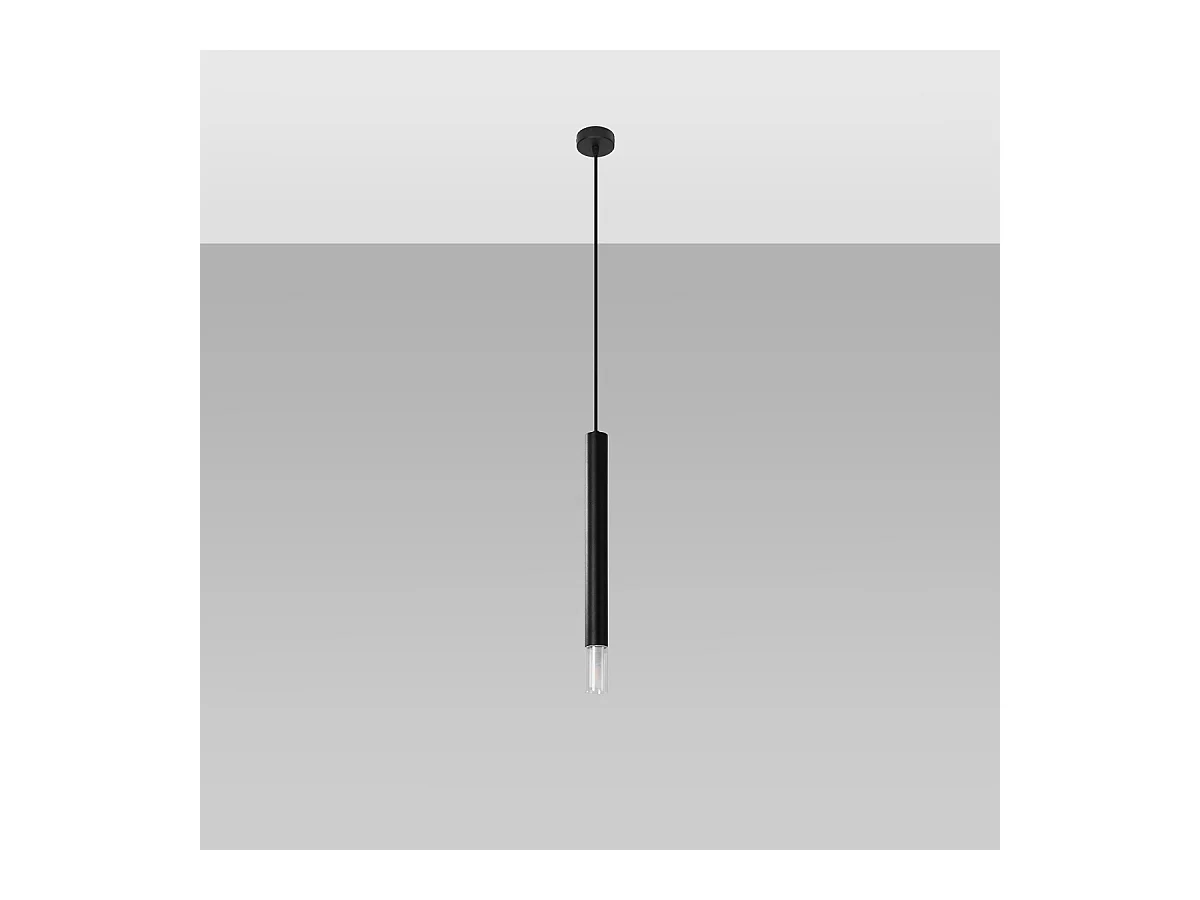 Lampy wiszące nowoczesny Eclim, stal/szkło - 1 źródło światła 3000K - L.8 x H.120 cm - czarny