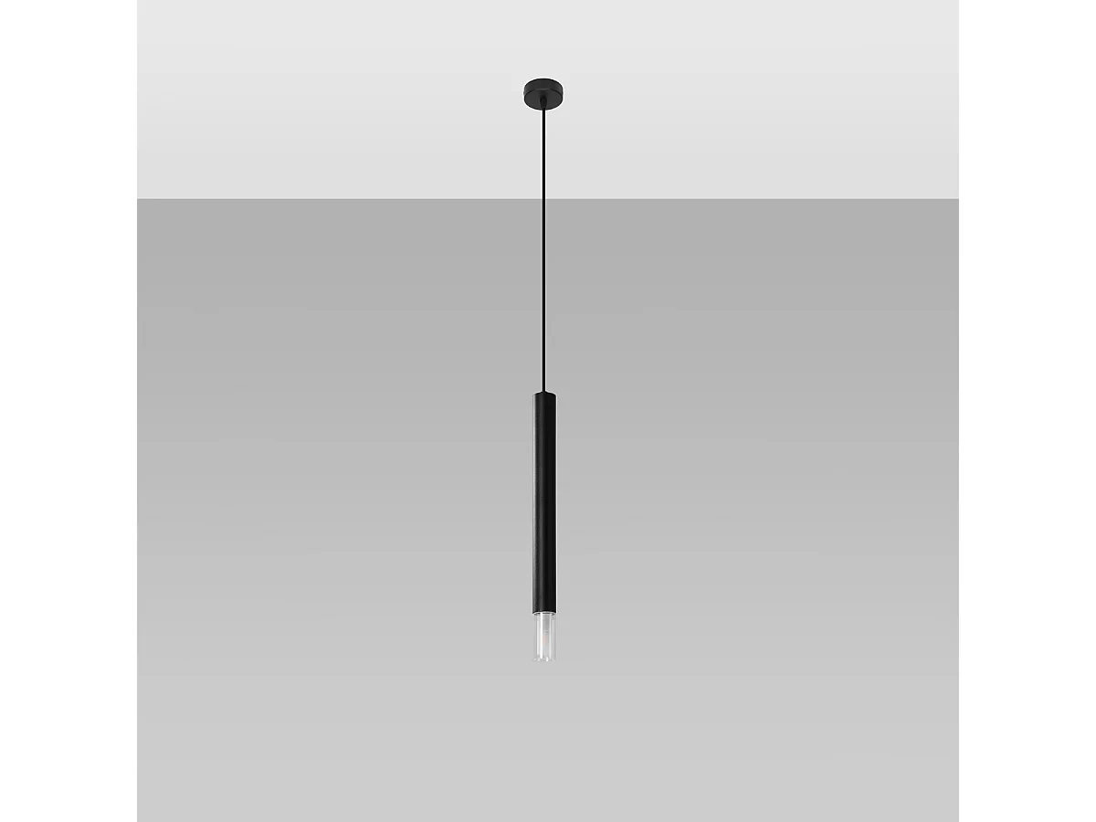 Lampes suspendues Eclim moderne en acier/verre - 1 sources lumineuses 3000K - L.8 x H.120 cm - noir