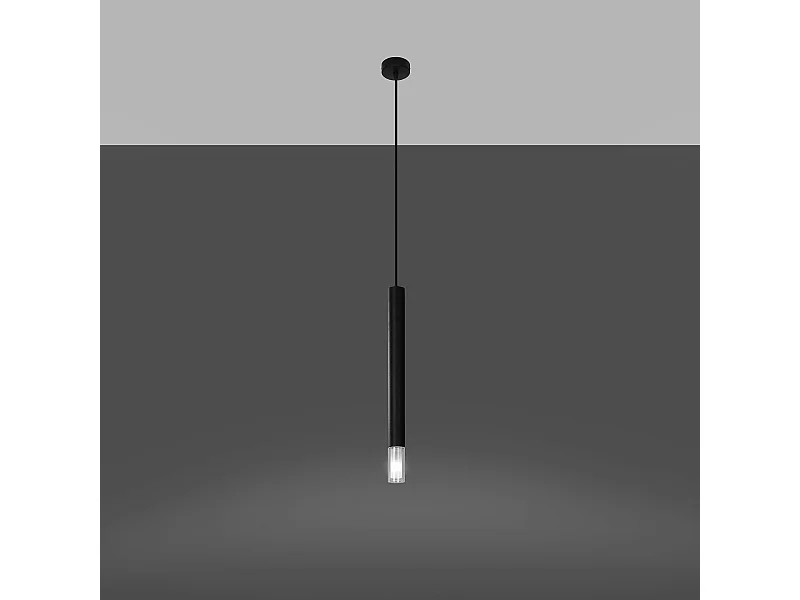 Lampes suspendues Eclim moderne en acier/verre - 1 sources lumineuses 3000K - L.8 x H.120 cm - noir