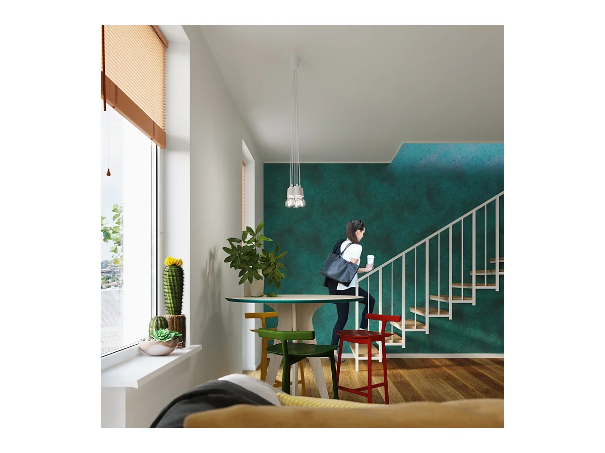 Lampes suspendues Astis moderne en PVC - 3 sources lumineuses 3000K - L.15 x H.90 cm - blanc