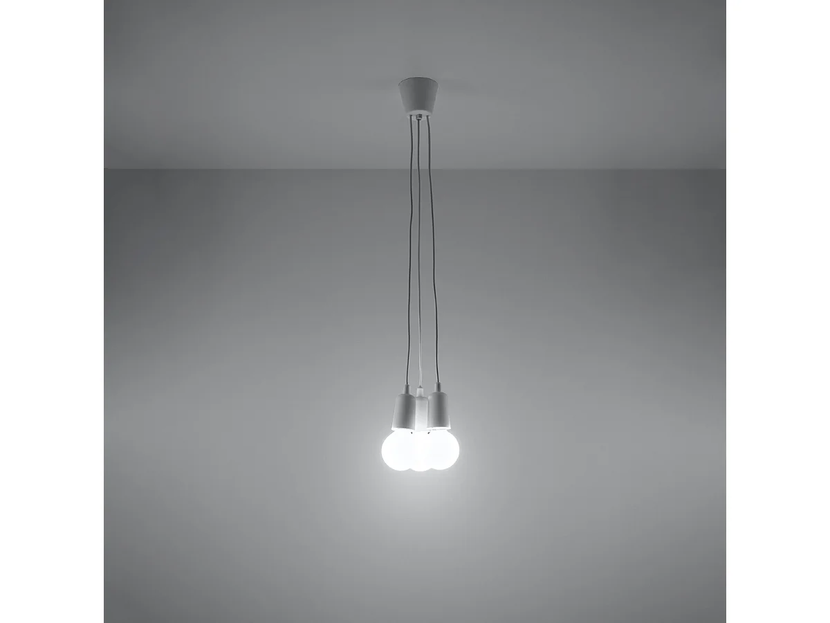 Lampy wiszące nowoczesny Astis, PVC - 3 źródło światła 3000K - L.15 x H.90 cm - biały