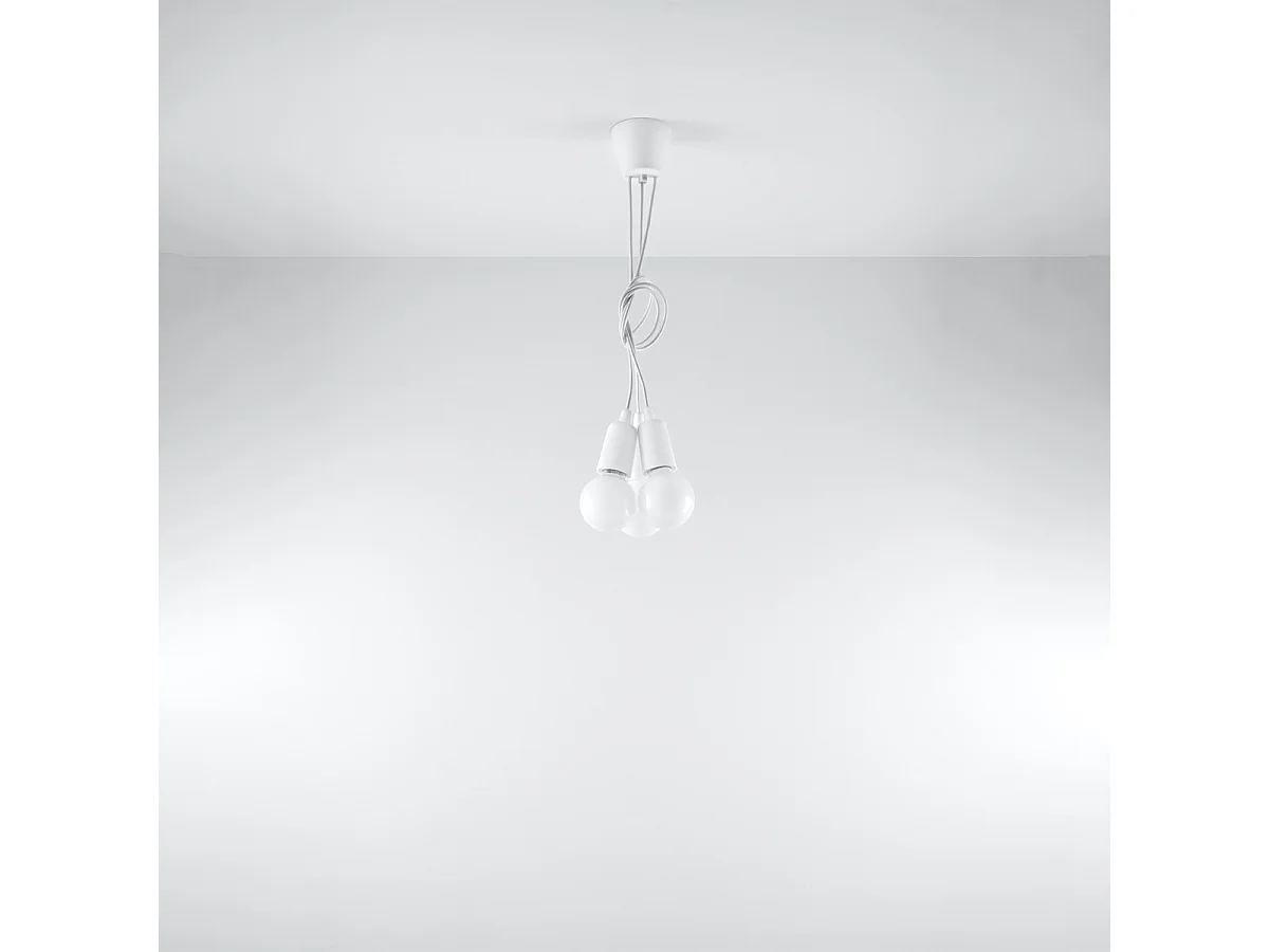 Lampy wiszące nowoczesny Astis, PVC - 3 źródło światła 3000K - L.15 x H.90 cm - biały
