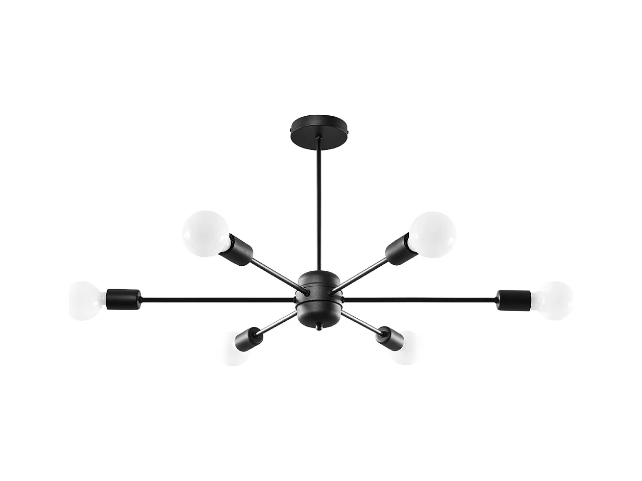 Lustres Lingoro moderno, aço - 6 fontes de luz 3000K - L.86.5 x H.46 cm - preto