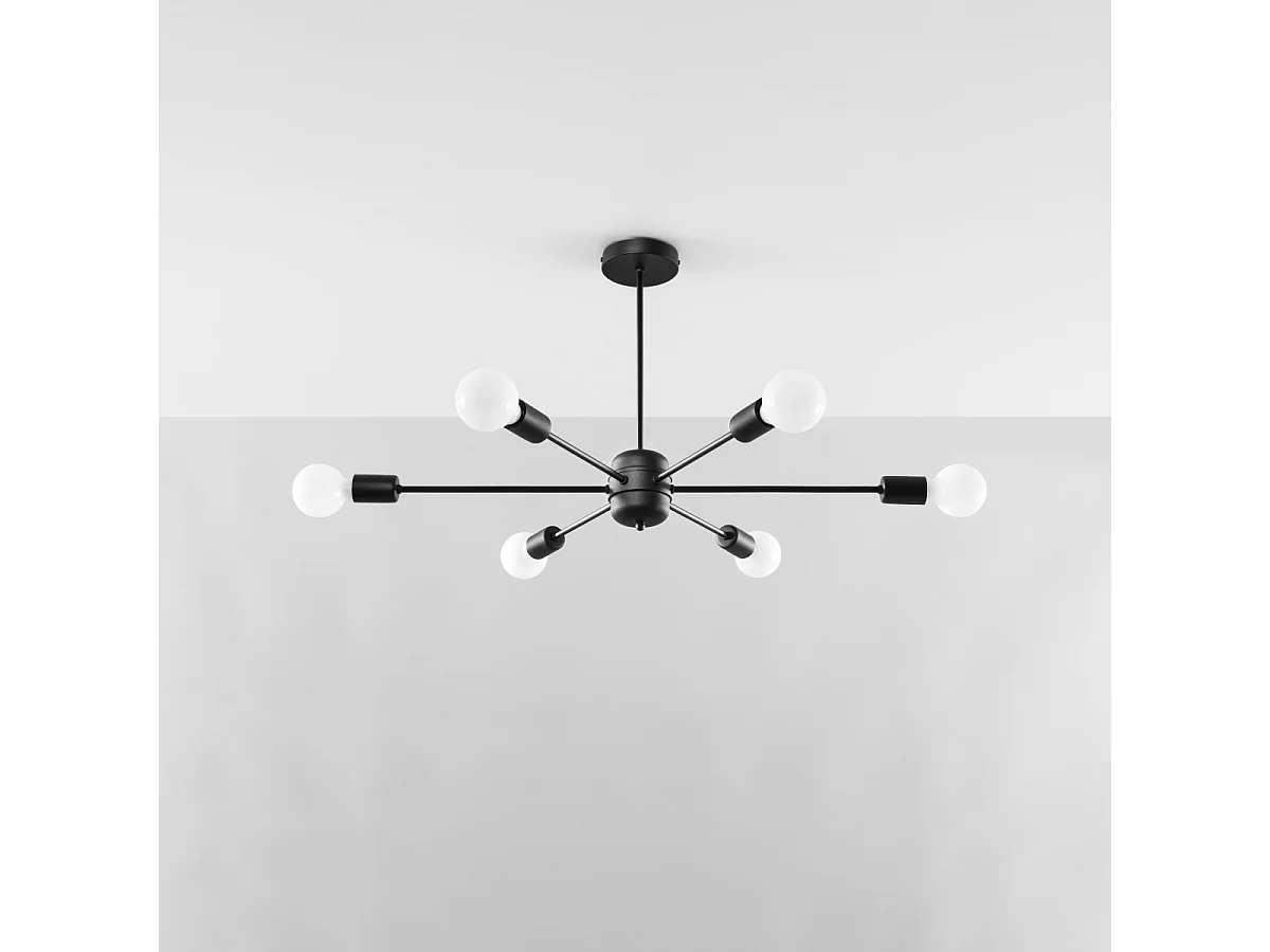 Lustres Lingoro moderne en acier - 6 sources lumineuses 3000K - L.86,5 x H.46 cm - noir