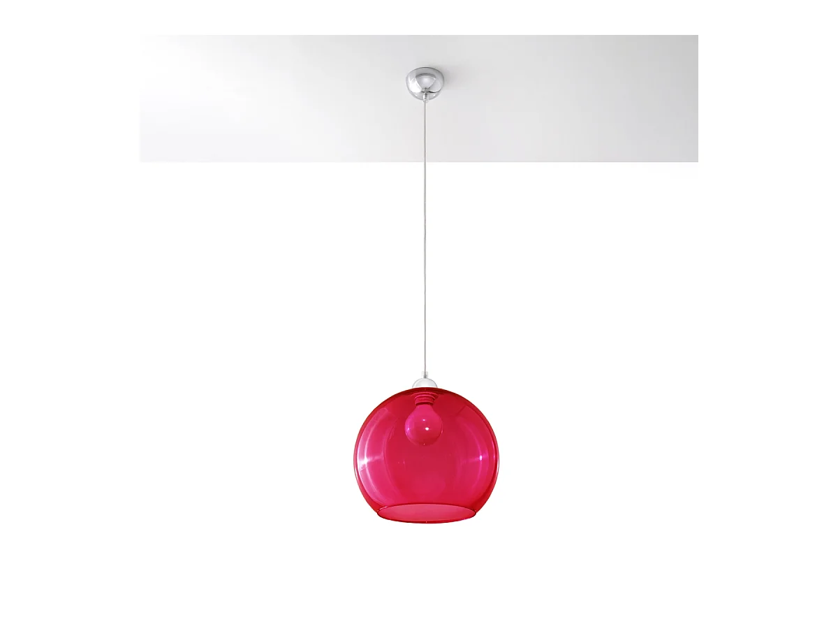 Lampade a sospensione Esfera minimalista di acciaio/vetro - 1 sorgenti luminose 3000K - L.30 x A.120 cm - rosso