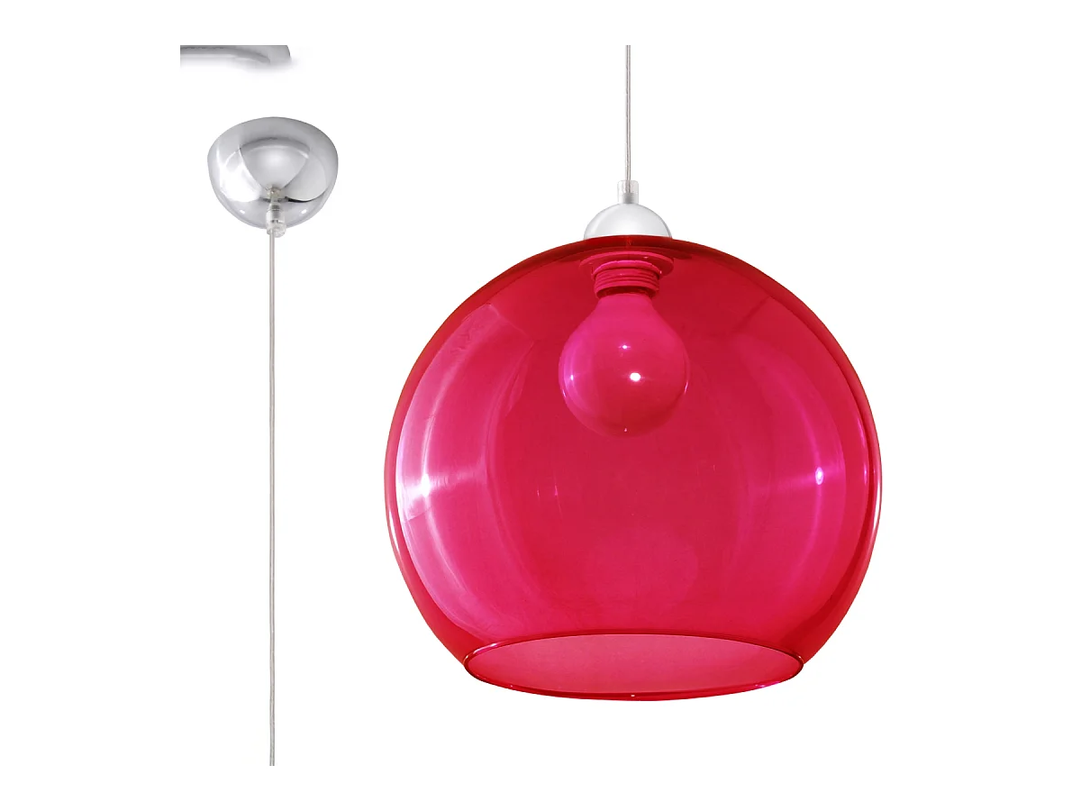Lampade a sospensione Esfera minimalista di acciaio/vetro - 1 sorgenti luminose 3000K - L.30 x A.120 cm - rosso