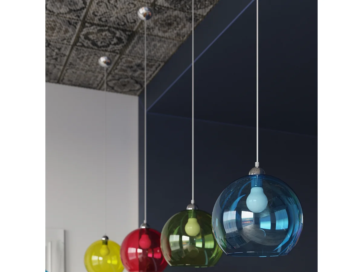 Hanglampen Esfera minimalistisch van  - 1 lichtbronnen 3000K - L.30 x H.120 cm - rood