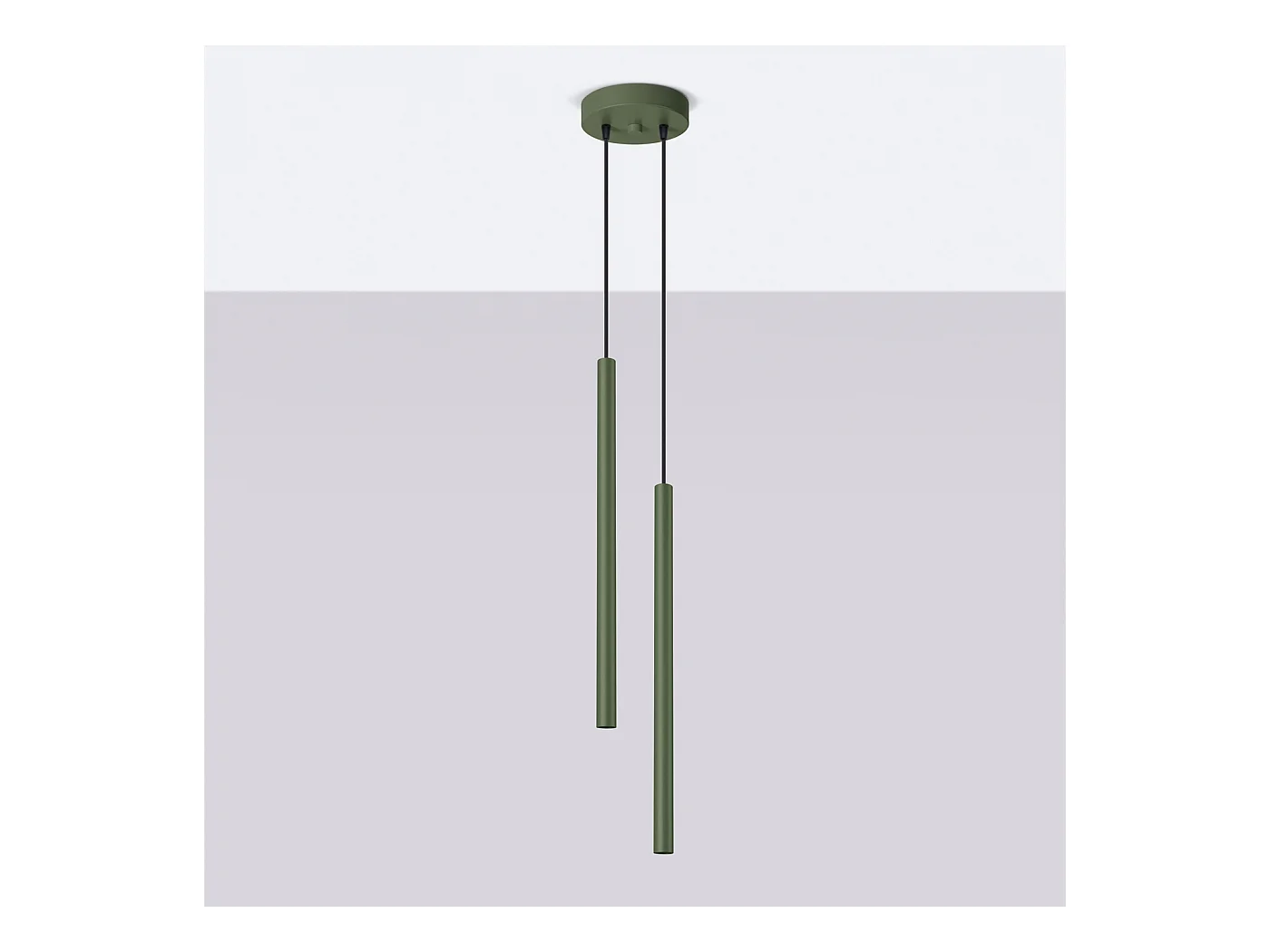 Lampada a sospensione Brill moderno di acciaio - 2 sorgenti luminose 3000K - L.15 x A.104 cm - verde oliva