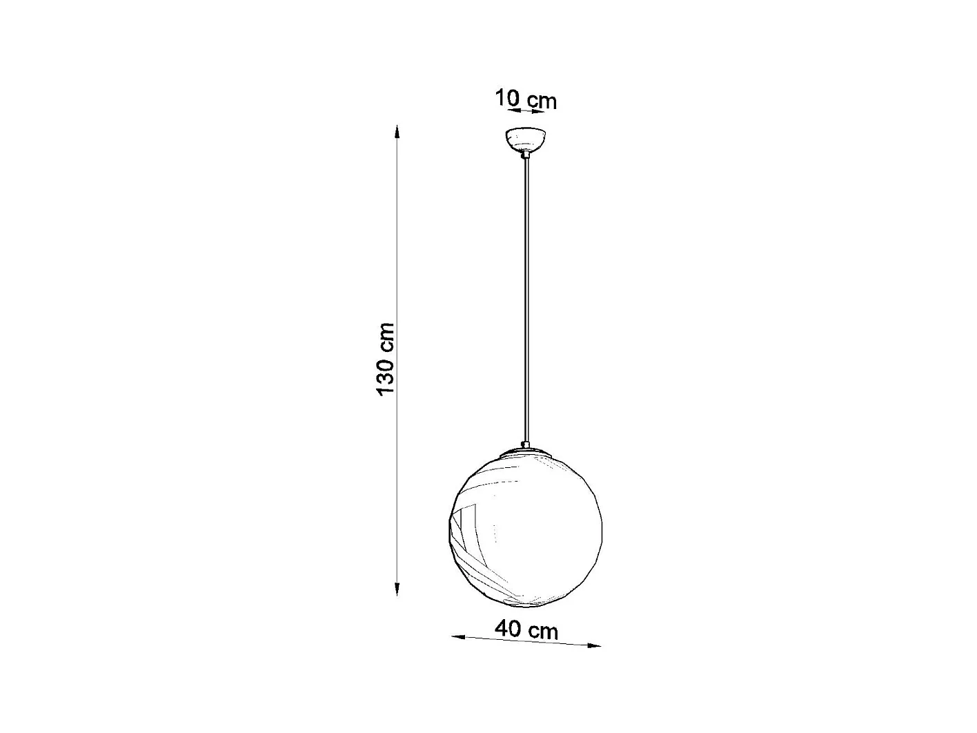 Lampy wiszące minimalistyczny Stera, stal/szkło - 1 źródło światła 3000K - L.40 x H.130 cm - biały/chrom