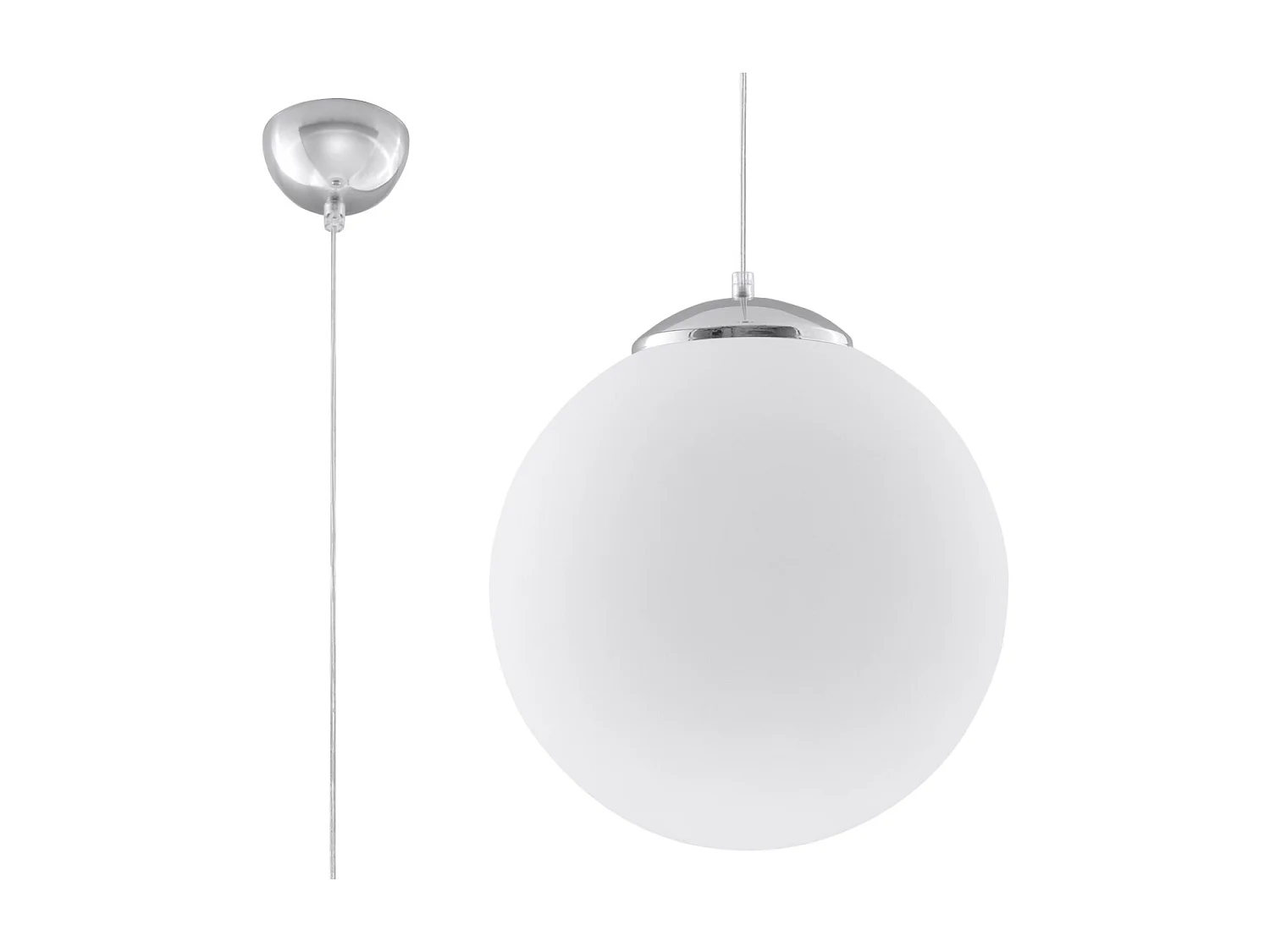 Lampes suspendues Stera minimaliste en acier/verre - 1 sources lumineuses 3000K - L.40 x H.130 cm - blanc/chromé