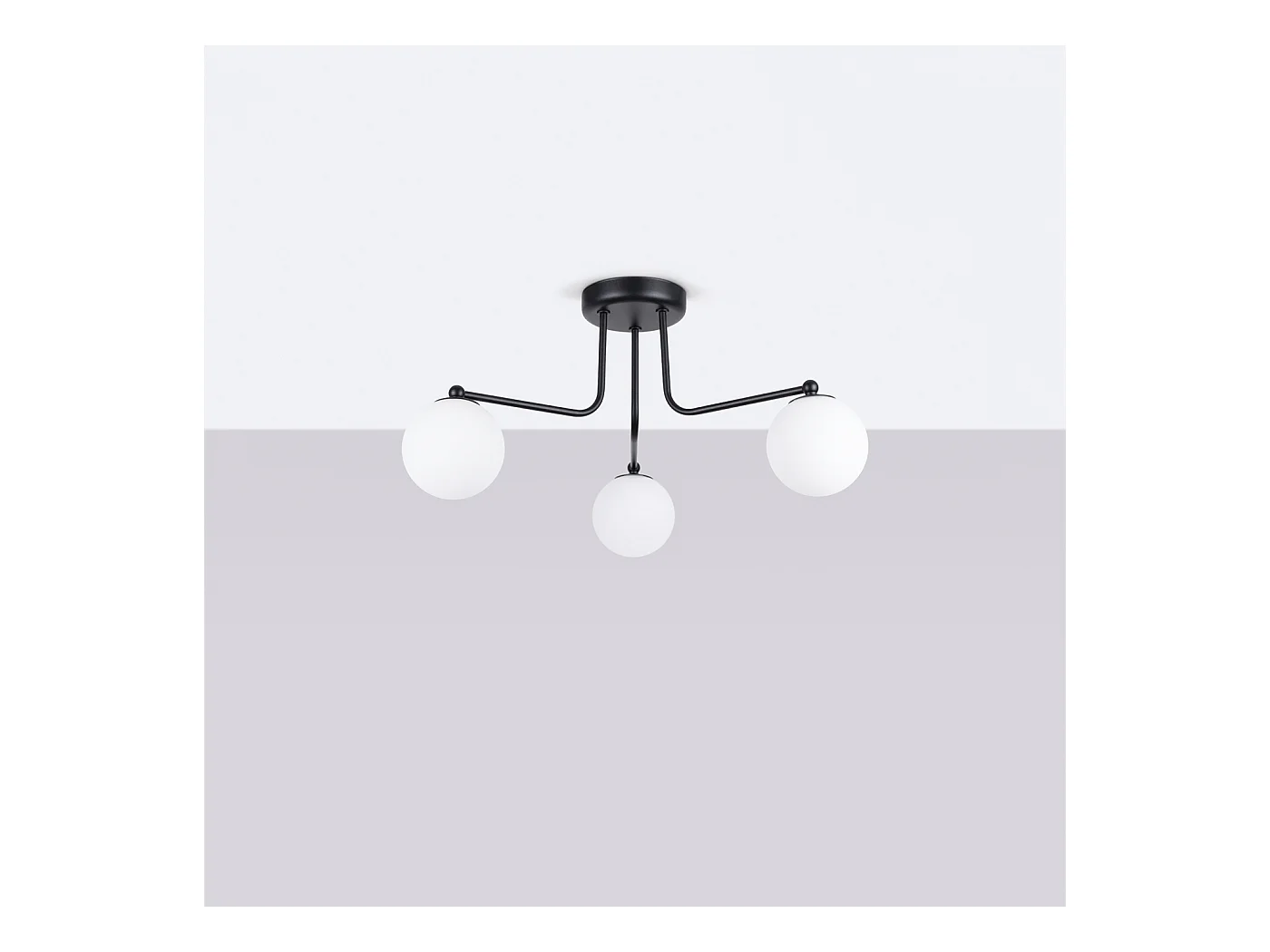 Kroonluchter Bealy minimalistisch van  - 3 lichtbronnen 3000K - L.62 x H.29 cm - zwart/wit