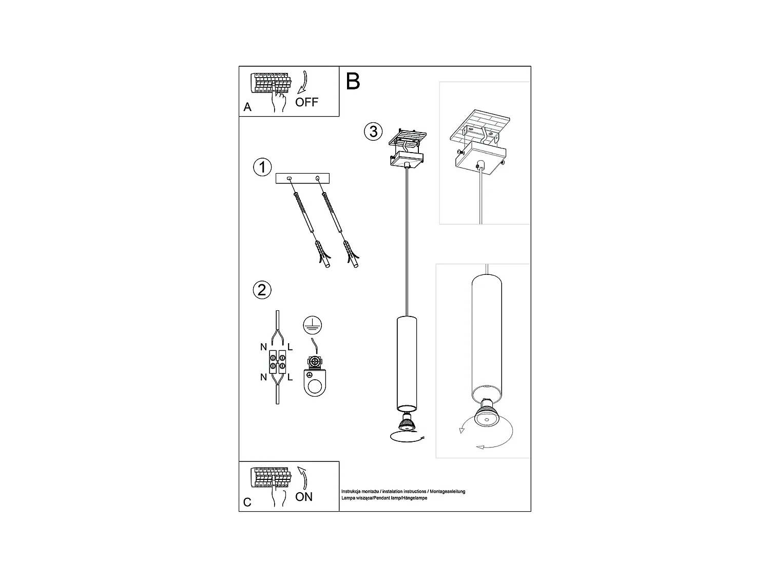 Lampy wiszące nowoczesny Toris, stal - 1 źródło światła 3000K - L.8 x H.100 cm - złoty połysk