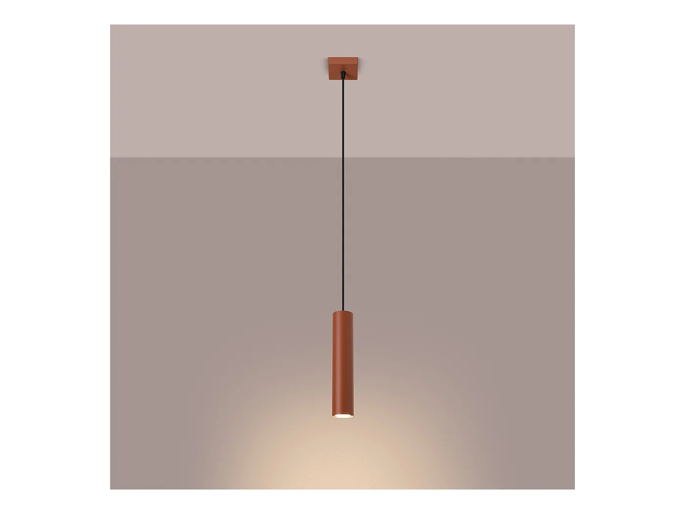 Lampa wisząca loft Toris, stal - 1 źródło światła 4000K - L.8 x H.118 cm - ochra czerwona