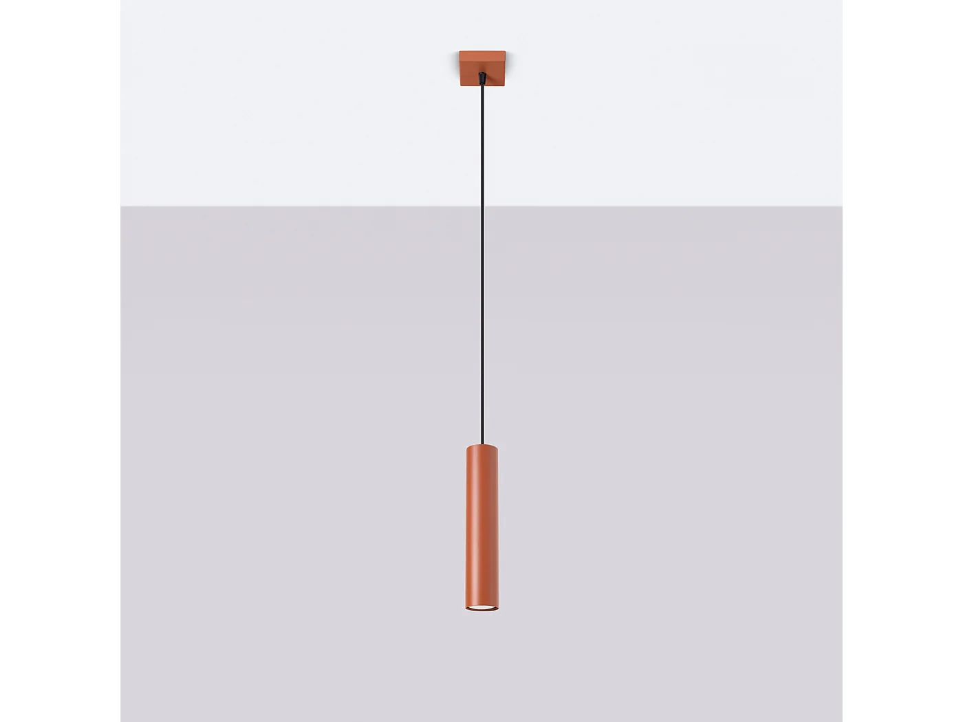 Lampe à suspension Toris grenier en acier - 1 sources lumineuses 4000K - L.8 x H.118 cm - ocre rouge