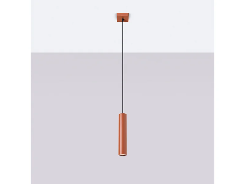 Lampe à suspension Toris grenier en acier - 1 sources lumineuses 4000K - L.8 x H.118 cm - ocre rouge