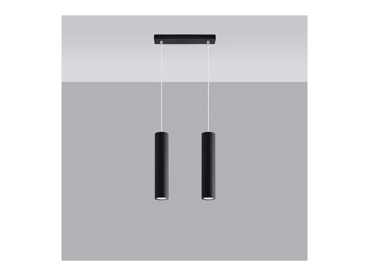 Hanglampen Toris modern van  - 2 lichtbronnen 3000K - L.30 x H.90 cm - zwart