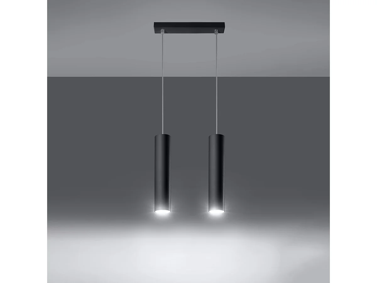 Lampes suspendues Toris moderne en acier - 2 sources lumineuses 3000K - L.30 x H.90 cm - noir