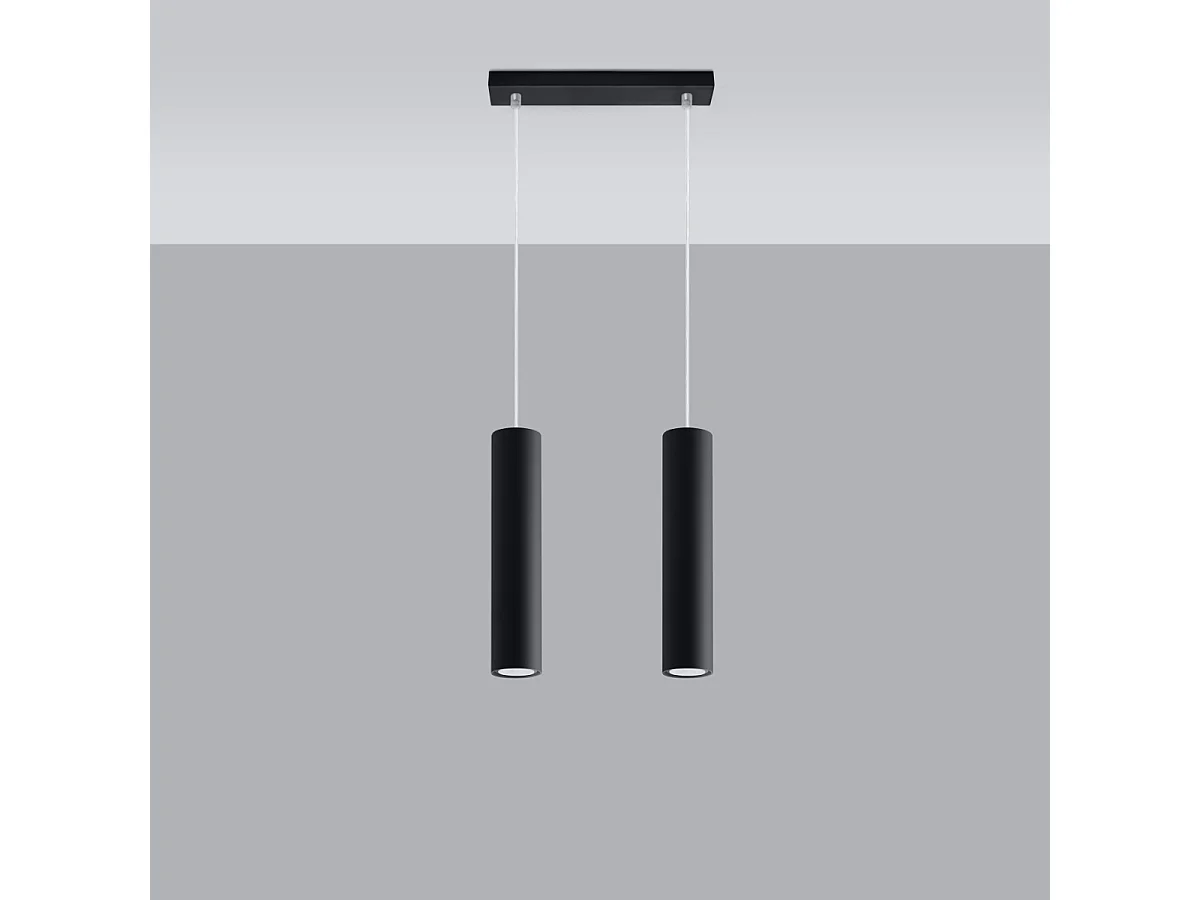 Lampes suspendues Toris moderne en acier - 2 sources lumineuses 3000K - L.30 x H.90 cm - noir