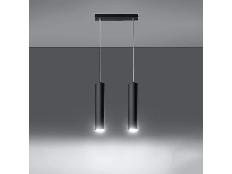 Lámparas colgantes Toris moderno de acero - 2 fuentes luminosas 3000K - L.30 x A.90 cm - negro
