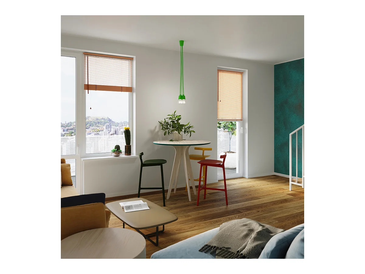 Hanglampen Astis modern van  - 3 lichtbronnen 4000K - L.15 x H.90 cm - groente