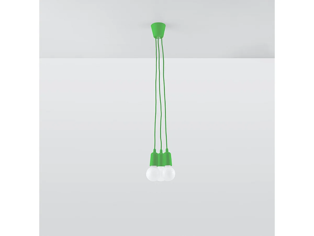 Lampes suspendues Astis moderne en PVC - 3 sources lumineuses 4000K - L.15 x H.90 cm - vert