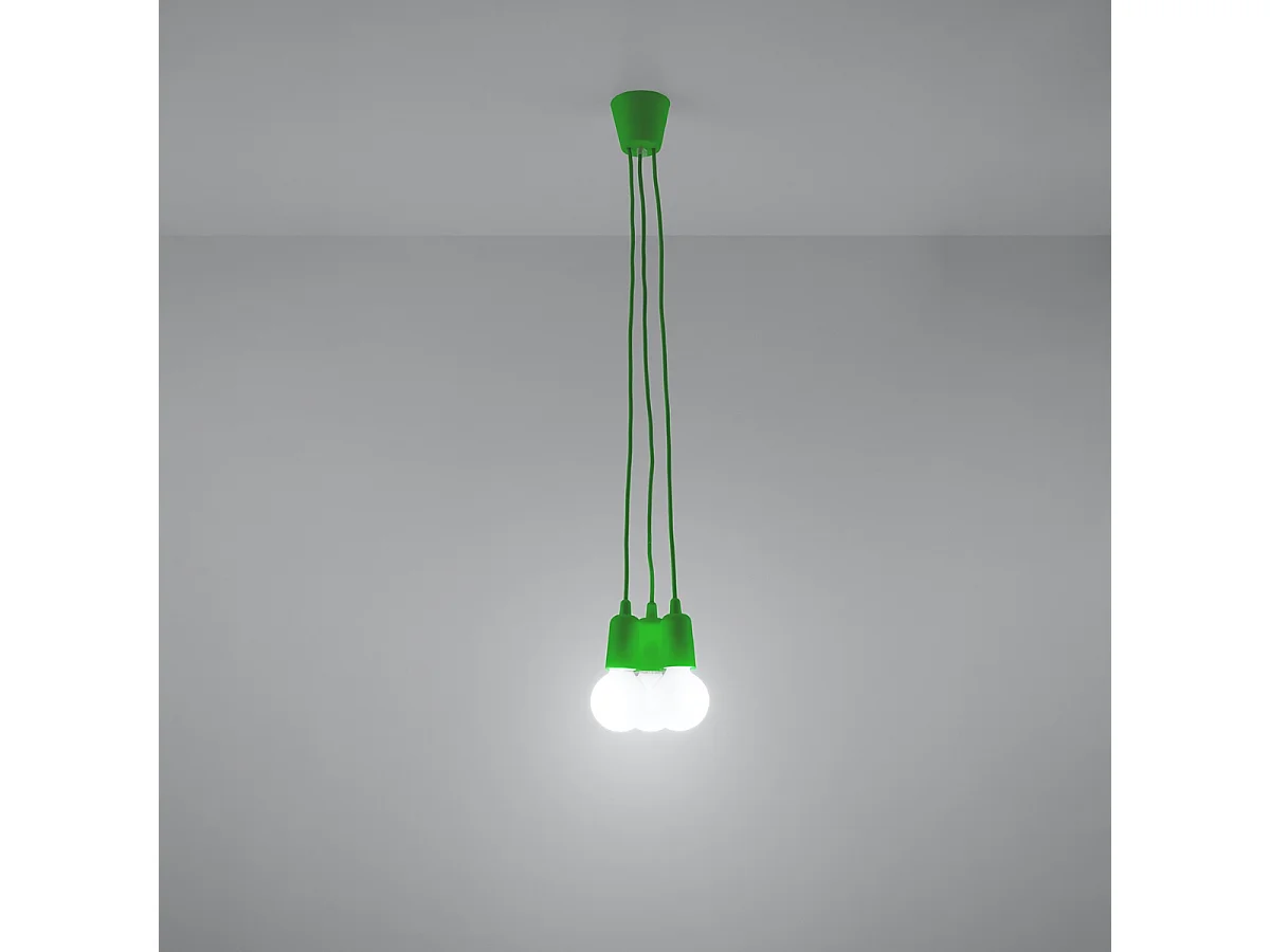 Lampes suspendues Astis moderne en PVC - 3 sources lumineuses 4000K - L.15 x H.90 cm - vert