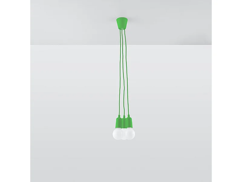 Lampes suspendues Astis moderne en PVC - 3 sources lumineuses 4000K - L.15 x H.90 cm - vert