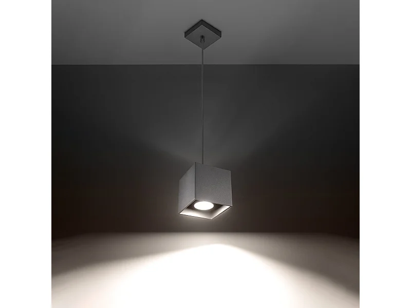 Lampes suspendues Quadx moderne en aluminium - 1 sources lumineuses 3000K - L.10 x H.110 cm - gris
