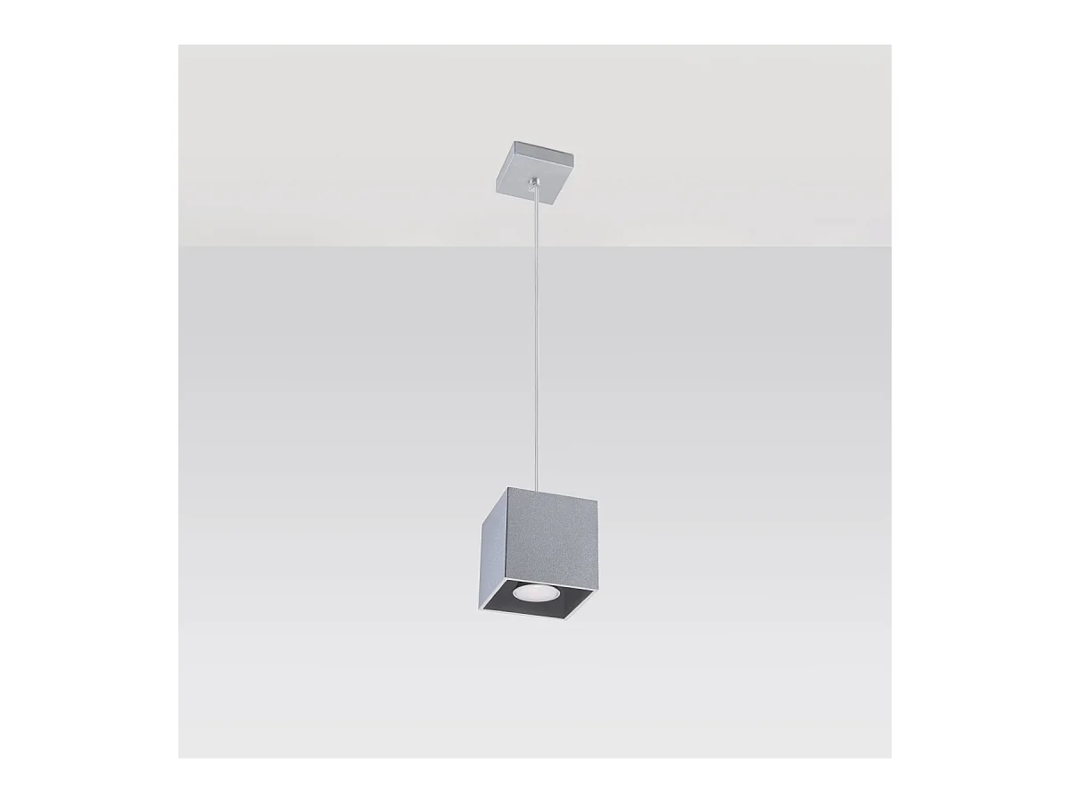 Lampes suspendues Quadx moderne en aluminium - 1 sources lumineuses 3000K - L.10 x H.110 cm - gris