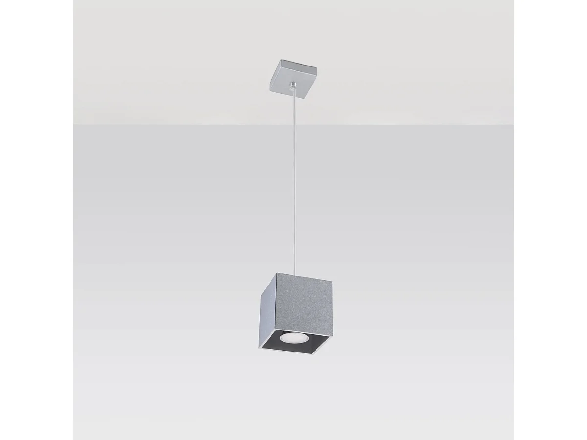 Lampes suspendues Quadx moderne en aluminium - 1 sources lumineuses 3000K - L.10 x H.110 cm - gris