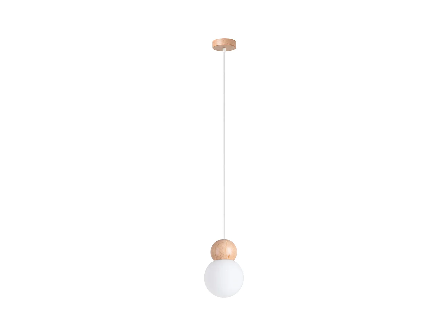 Lampes suspendues Torch scandinave en verre/bois - 1 sources lumineuses 3000K - L.11 x H.124 cm - blanc/bois naturel