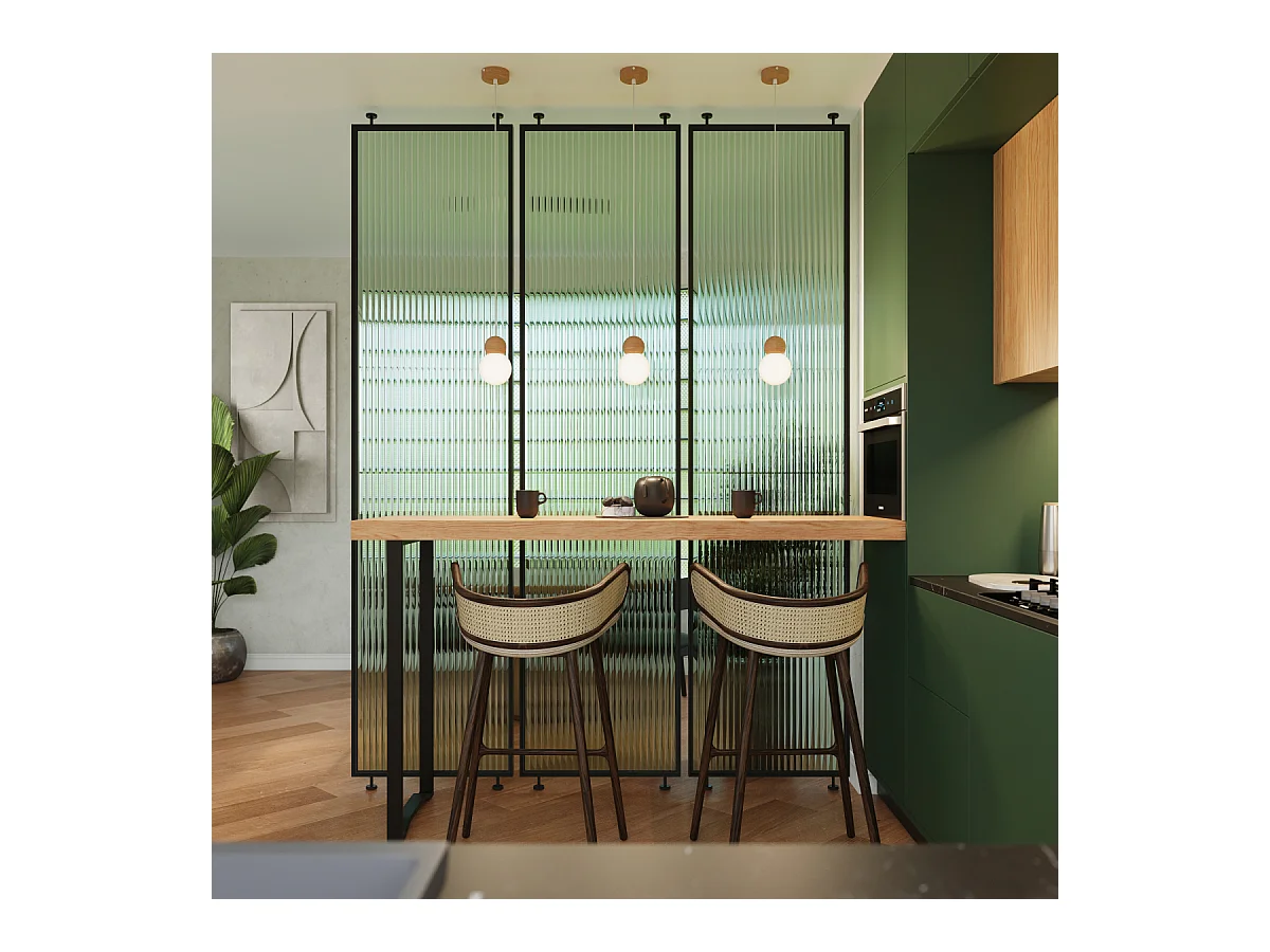 Lampes suspendues Torch scandinave en verre/bois - 1 sources lumineuses 3000K - L.11 x H.124 cm - blanc/bois naturel