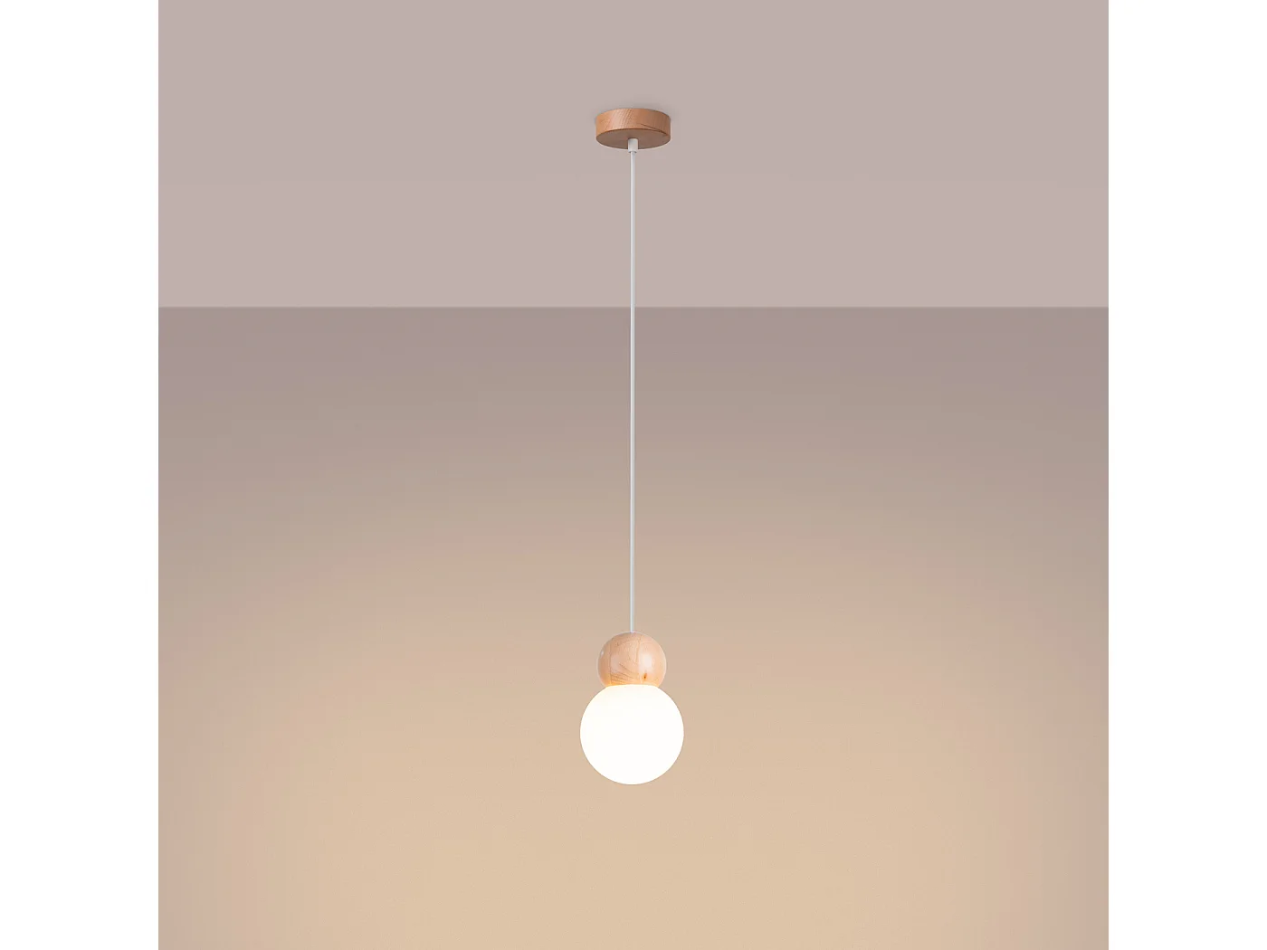 Pendelleuchten Torch skandinavisch aus  Glas/Holz - 1 lichtquellen 3000K - L.11 x H. cm - weiß/Naturholz