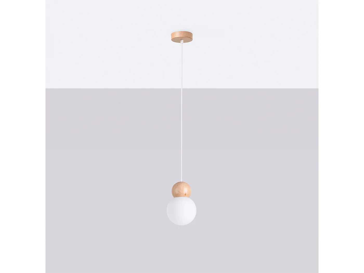 Pendelleuchten Torch skandinavisch aus  Glas/Holz - 1 lichtquellen 3000K - L.11 x H. cm - weiß/Naturholz
