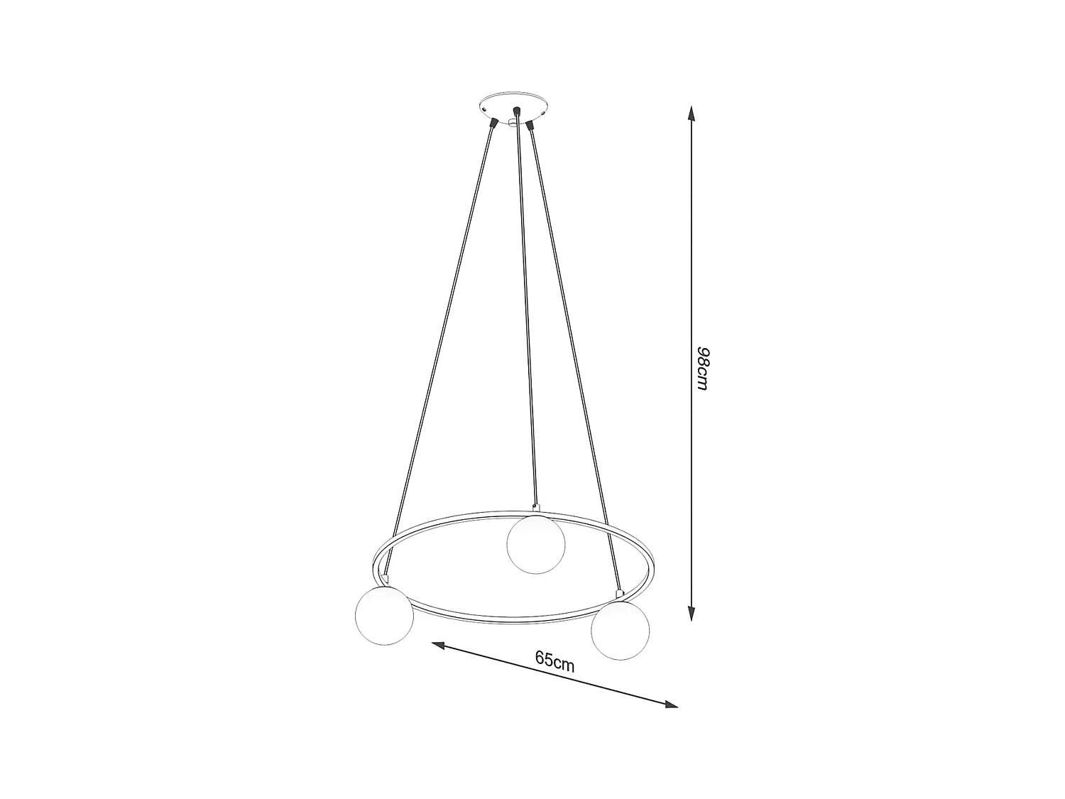 Lampadari Zynfi moderno di acciaio/vetro - 3 sorgenti luminose 3000K - L.65 x A.98 cm - nero