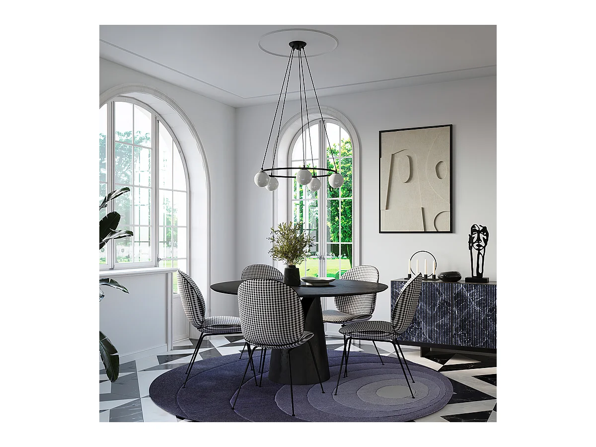 Lampadari Zynfi moderno di acciaio/vetro - 3 sorgenti luminose 3000K - L.65 x A.98 cm - nero