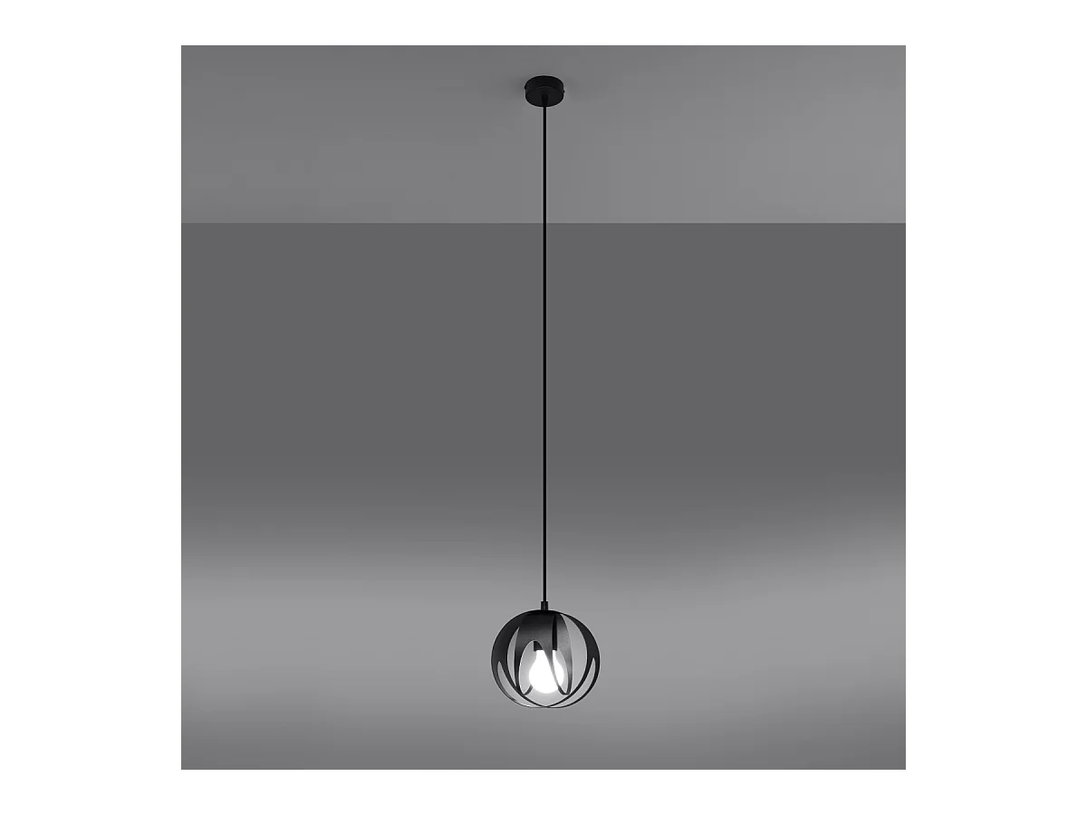 Lampy wiszące nowoczesny Brive, stal - 1 źródło światła 4000K - L.16 x H.125 cm - czarny