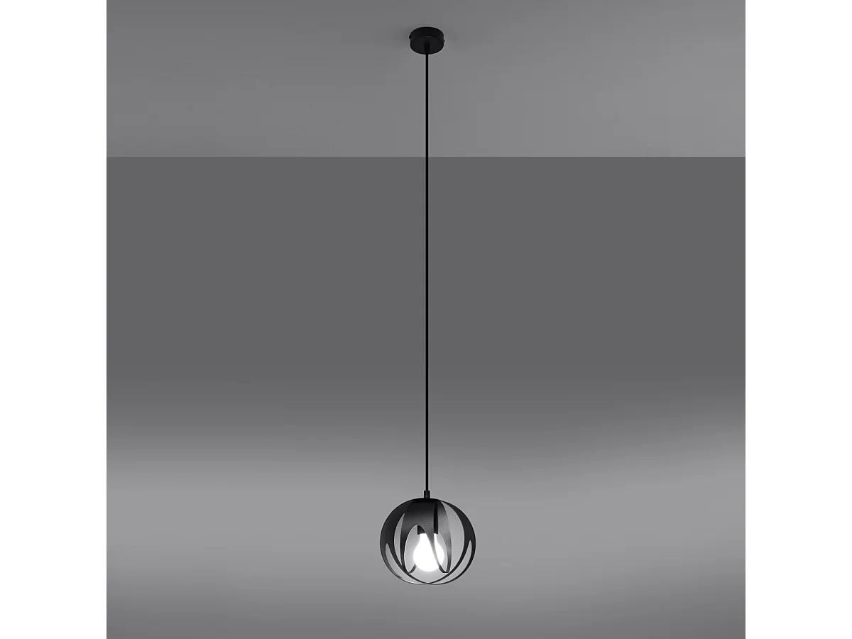 Lampes suspendues Brive moderne en acier - 1 sources lumineuses 4000K - L.16 x H.125 cm - noir