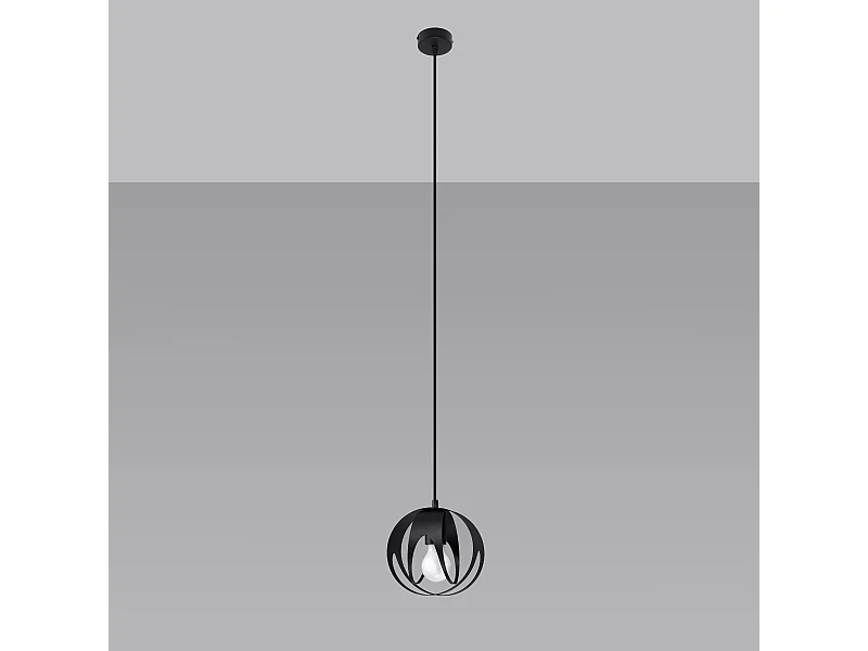 Lampy wiszące nowoczesny Brive, stal - 1 źródło światła 4000K - L.16 x H.125 cm - czarny