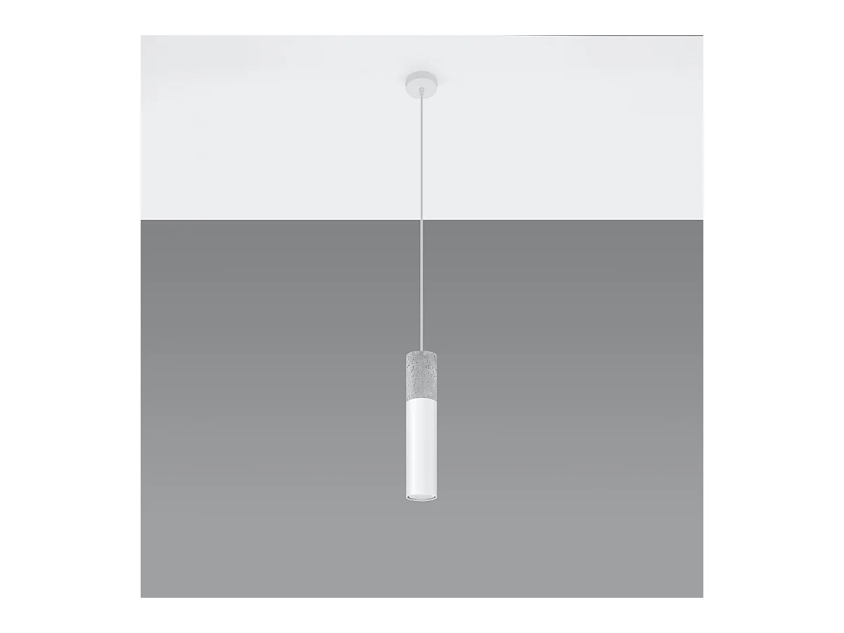 Lampes suspendues Lume moderne en acier/béton - 1 sources lumineuses 3000K - L.8 x H.105 cm - blanc/gris