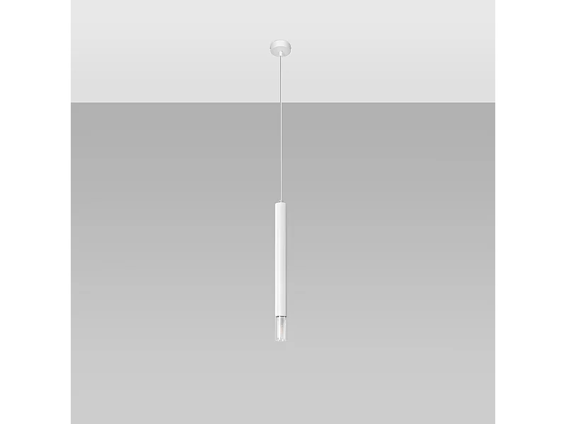 Lampes suspendues Eclim moderne en acier/verre - 1 sources lumineuses 4000K - L.8 x H.120 cm - blanc