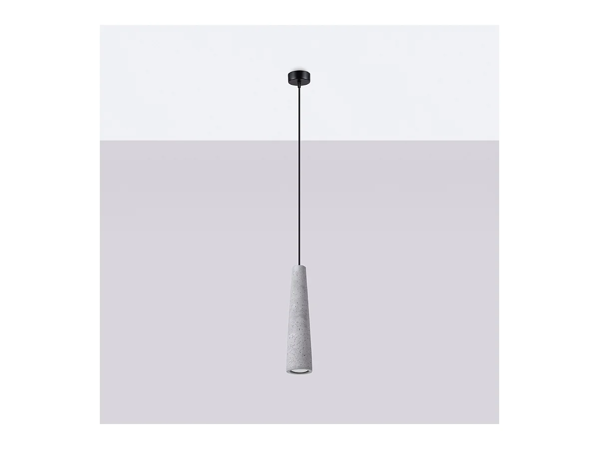 Plafonnier Zyntria industriel en béton - 1 sources lumineuses 3000K - L.8 x H.125 cm - gris