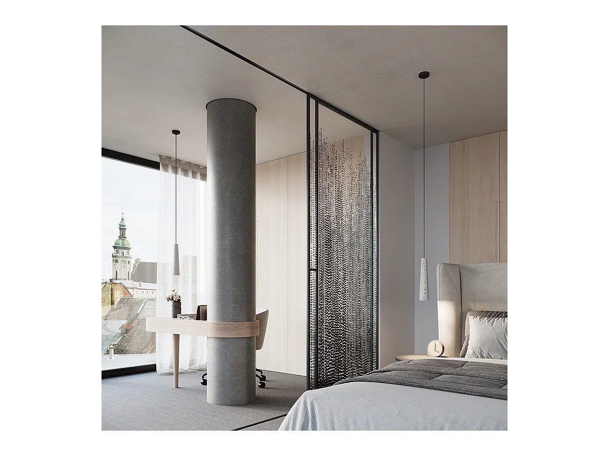 Plafonnier Zyntria industriel en béton - 1 sources lumineuses 3000K - L.8 x H.125 cm - gris